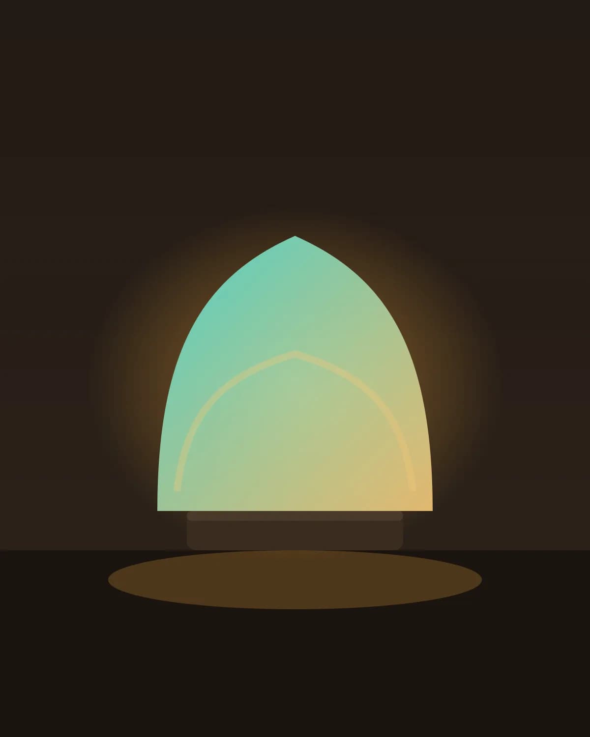 Tidal Wave lamp, glowing